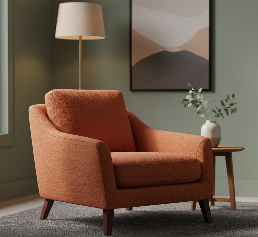 Luxe fauteuil in terracotta oranje