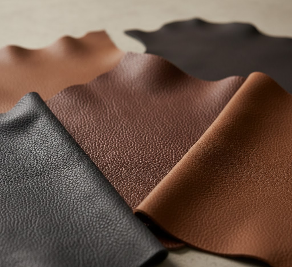 Echt leer in verschillende tinten